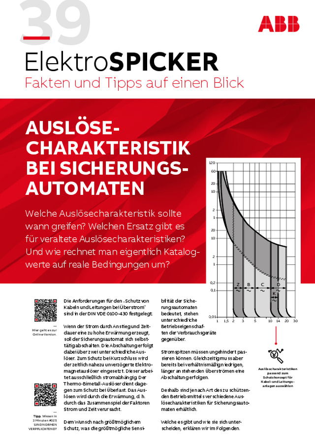 ElektroSpicker 39 - Auslösecharakteristik bei Sicherungsautomaten