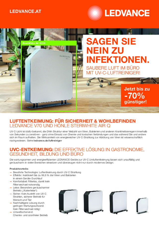 SAUBERE LUFT IM BÜRO MIT UV-C-LUFTREINIGER!