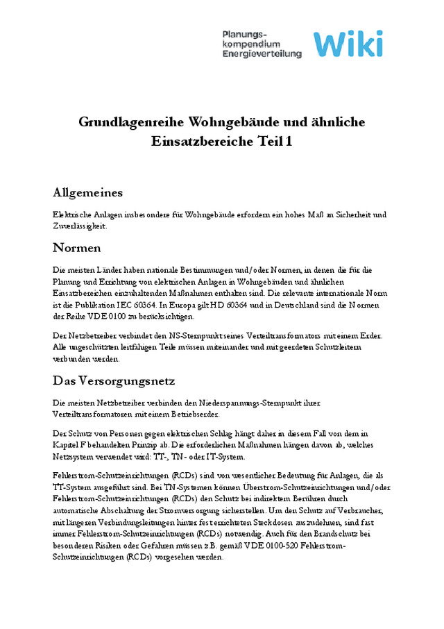 Grundlagenreihe Wohngebäude und ähnliche Einsatzbereiche Teil 1