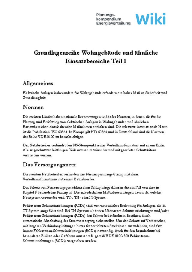 Grundlagenreihe Wohngebäude und ähnliche Einsatzbereiche Teil 1