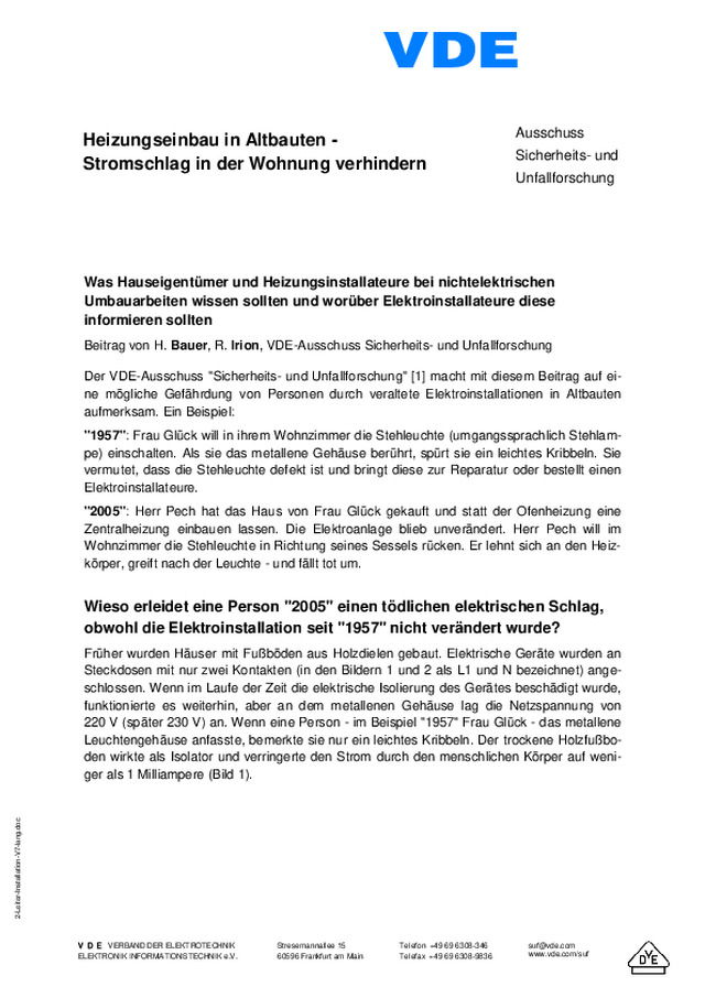 Heizungseinbau in Altbauten - Stromschlag in der Wohnung verhindern