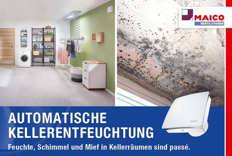 Automatische Kellerentfeuchtung AKE von MAICO sorgt für zukunftssicheres Fundament und angenehmes Raumklima