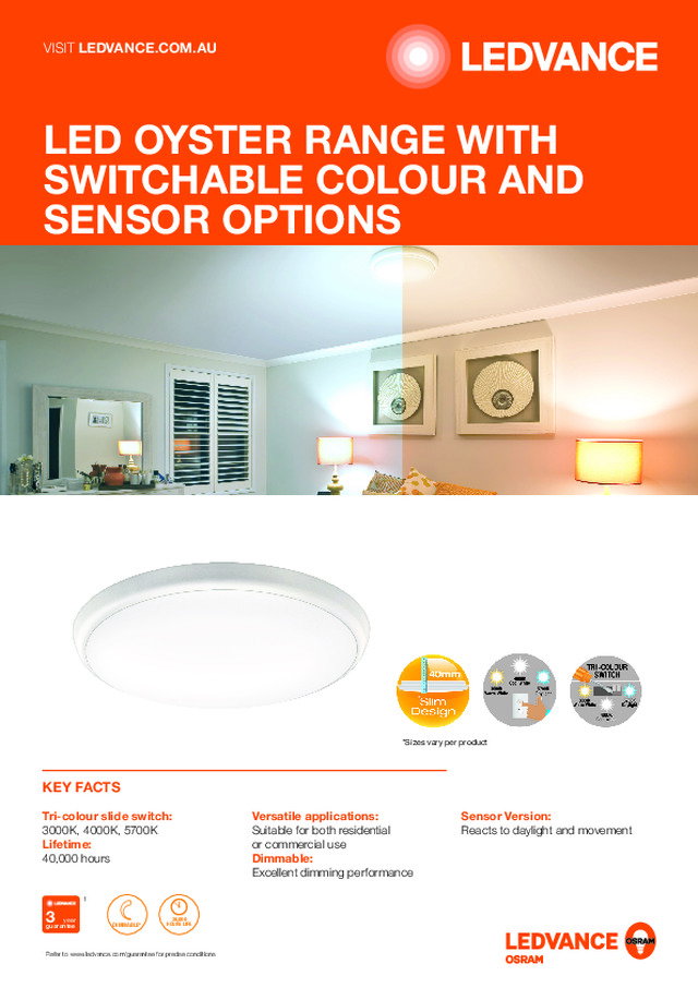 LED OYSTER RANGE WITH SWITCHABLE COLOUR AND SENSOR OPTIONS