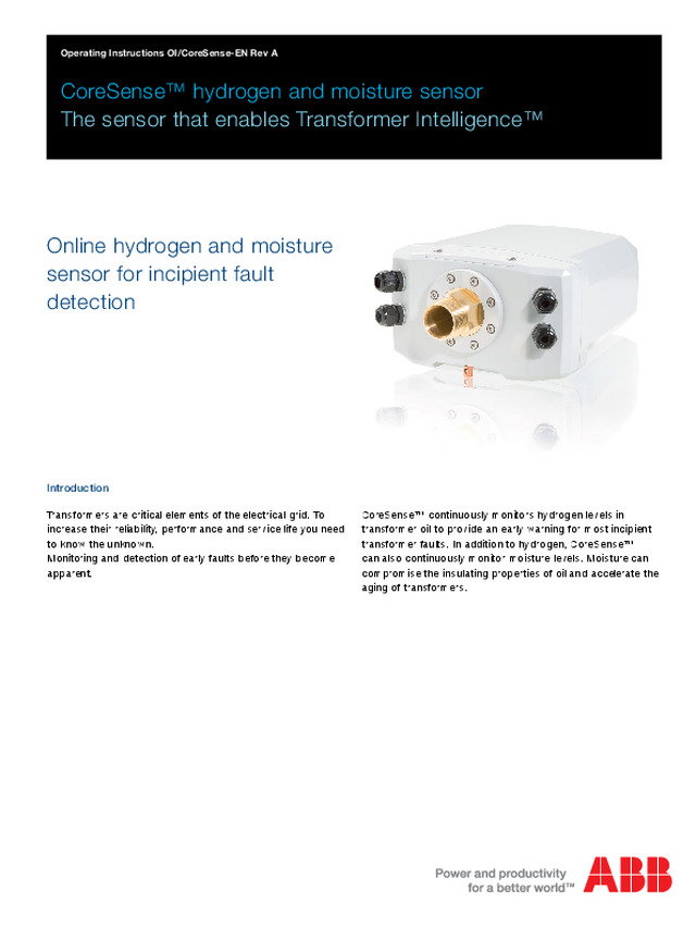 Manual de instruções de funcionamento do Sensor CoreSense™ da ABB (EN)
