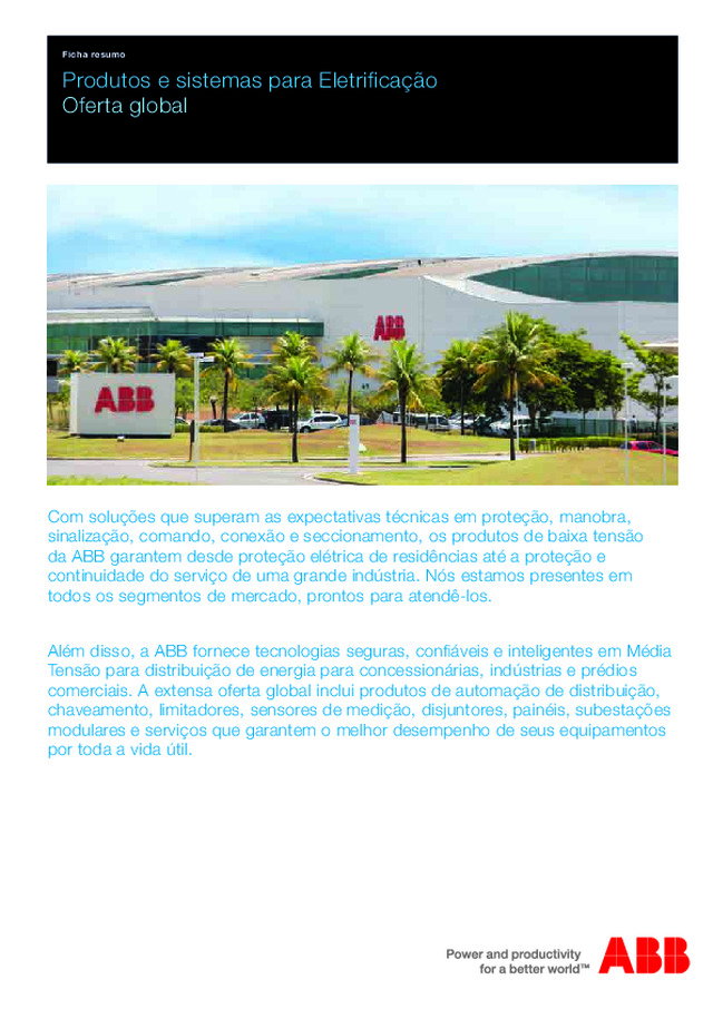 Produtos e sistemas para eletrificação ABB | Oferta global