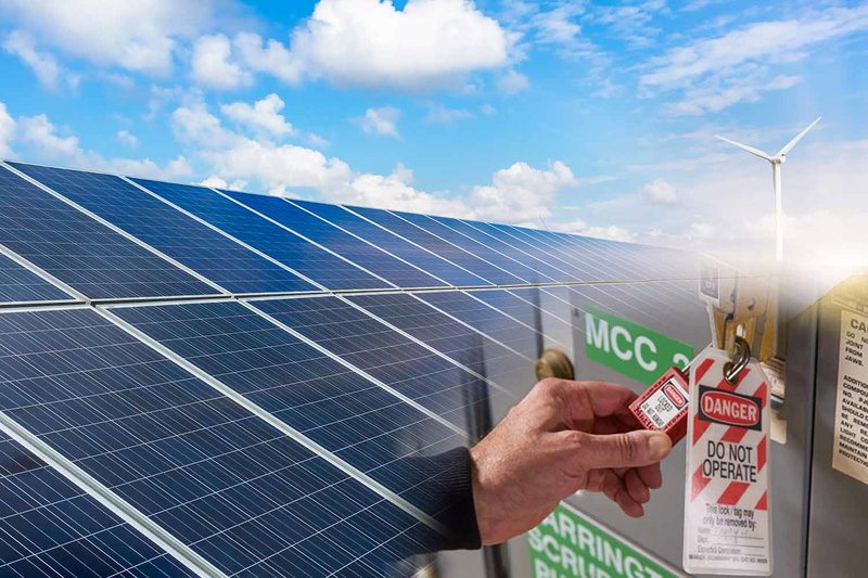 Segurança do painel solar: bloqueio/sinalização para sistemas de energia solar