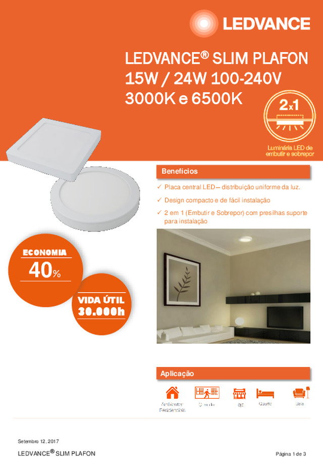 Data Sheet LEDVANCE® SLIM PLAFON