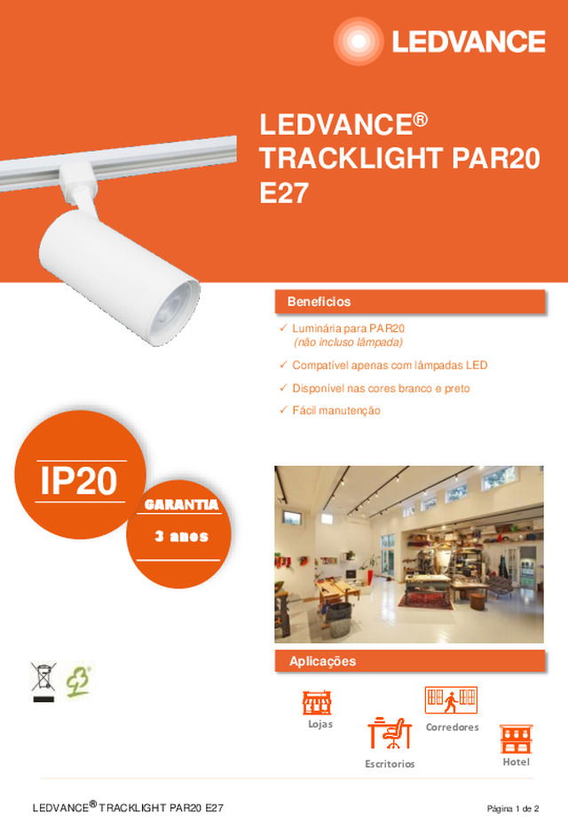 LEDVANCE® TRACKLIGHT PAR20 E27
