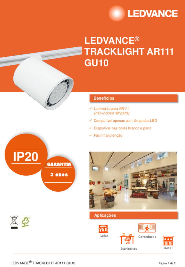 Ficha técnica | LEDVANCE® TRACKLIGHT AR111 GU10