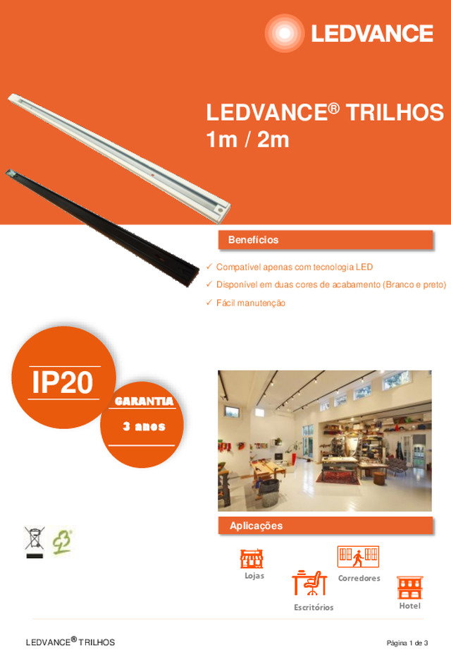 Ficha técnica LEDVANCE® TRACKLIGHT TRILHOS
