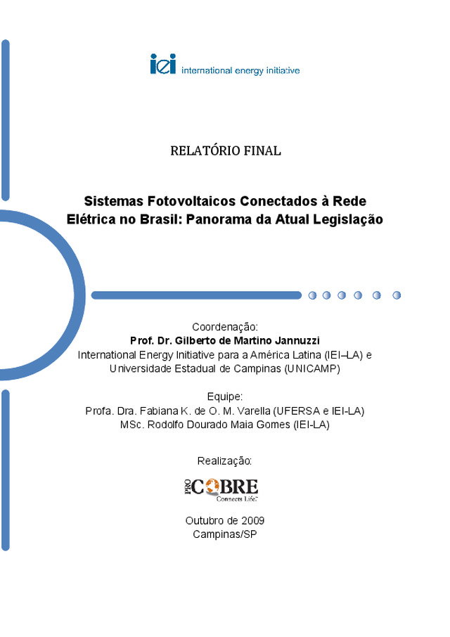 Sistemas fotovoltaicos conectados à rede elétrica no Brasil: Panorama da atual da legislação