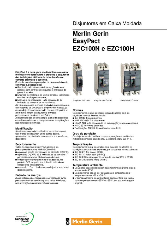 Panorama de Disjuntores em Caixa Moldada Easypact até 100A
