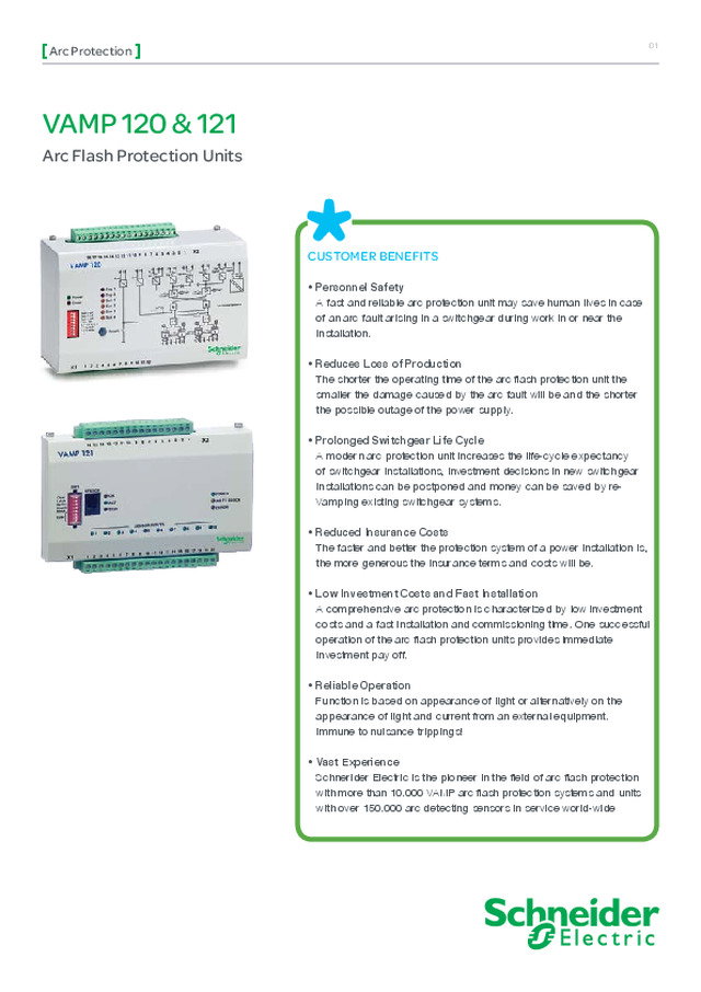 Unidades VAMP - Solução para aplicações simples de detecção de arco elétrico.