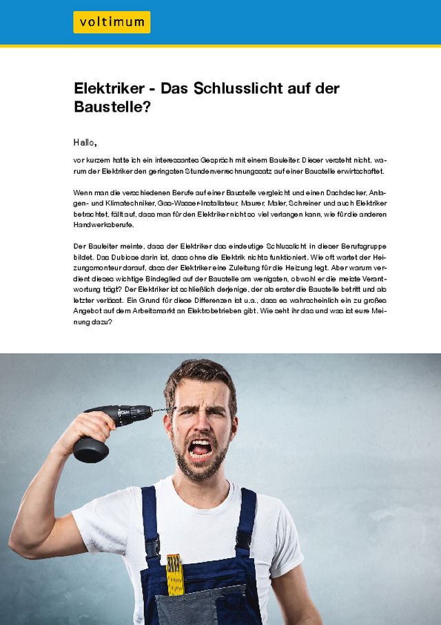 Sind Elektriker das Schlusslicht auf der Baustelle?