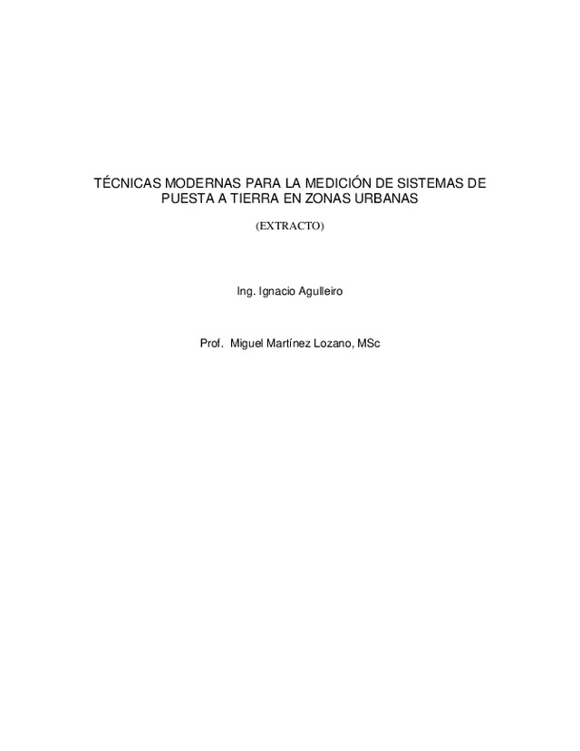 Técnicas modernas para la medición de sistemas de puesta a tierra en zonas urbanas