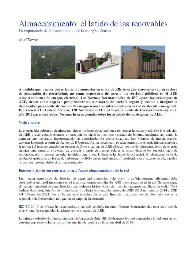 Almacenamiento: el latido de las renovables