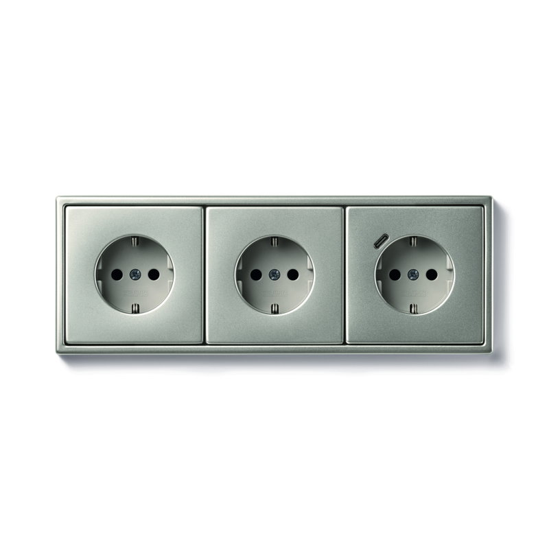 SCHUKO® Steckdosen mit USB in Metallausführungen