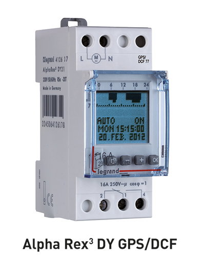 Neue digitale Zeitschaltuhr von Legrand:  AlphaRex³ DY GPS/DCF