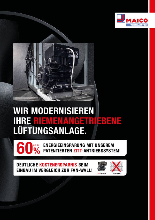 WIR MODERNISIEREN IHRE RIEMENANGETRIEBENE LÜFTUNGSANLAGE.