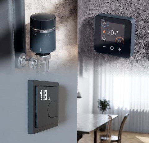 Entdecke jetzt die neue Trendfarbe der vernetzten Raumtemperaturregler-Module und Heizkörperthermostate von Wiser Home!