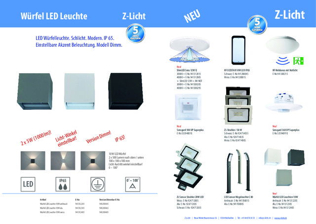 LED Würfel-Leuchten und Notleuchten
