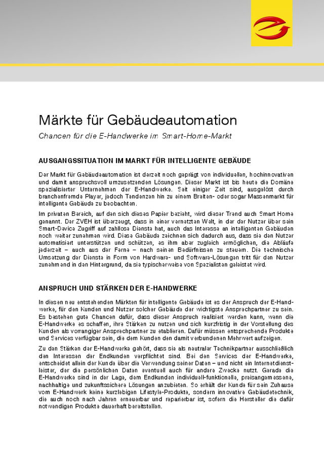 Chancen für die E-Handwerke im Smart-Home-Markt