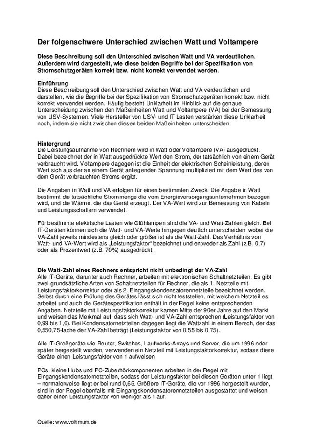 Der folgenschwere Unterschied zwischen Watt und Voltampere
