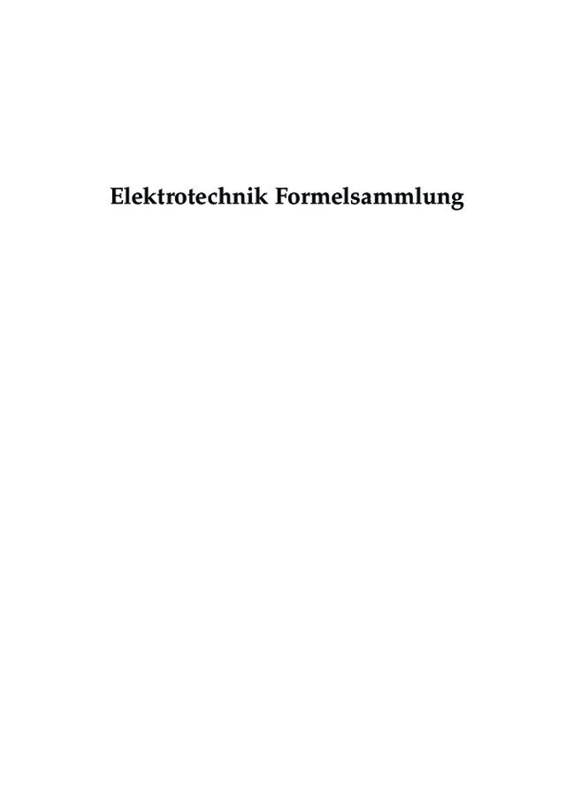 Formelsammlung Elektrotechnik