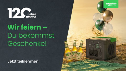 Feiere mit uns 120 Jahre Merten und gewinne eine OffGrid Powerstation!