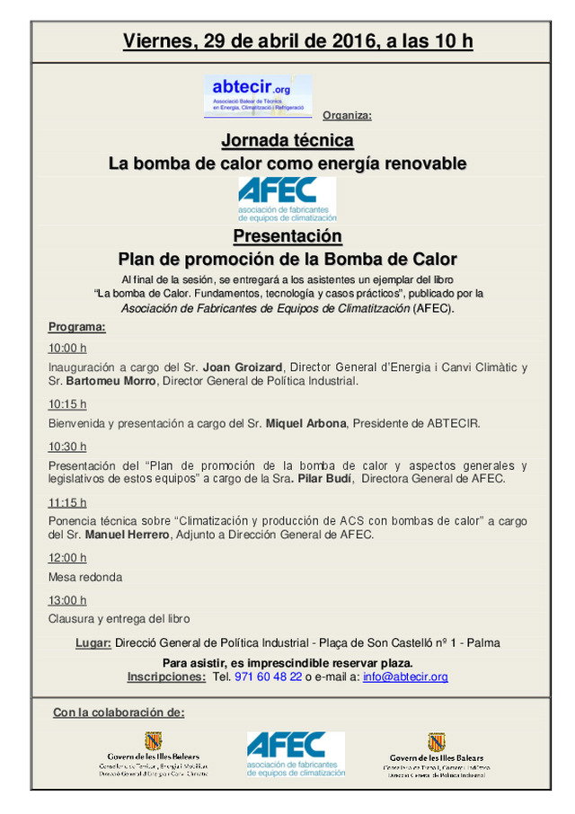 Jornada técnica:  La bomba de calor como energía renovable