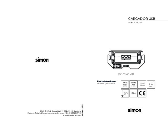 CARGADOR USB USB CHARGER - Simon