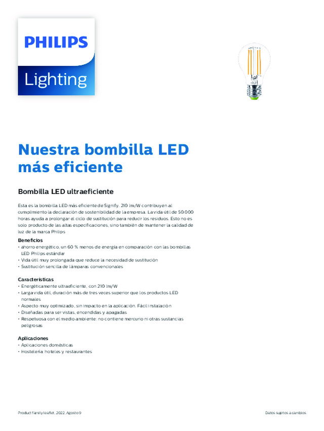 Bombilla LED ultraeficiente de Philips