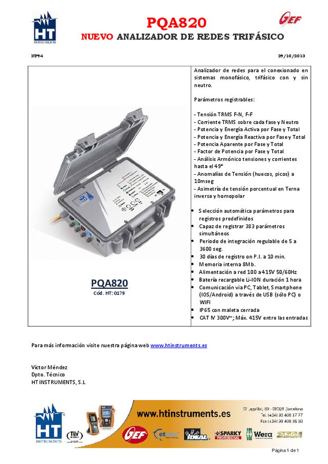 PQA820  Nuevo analizador de redes trifásico