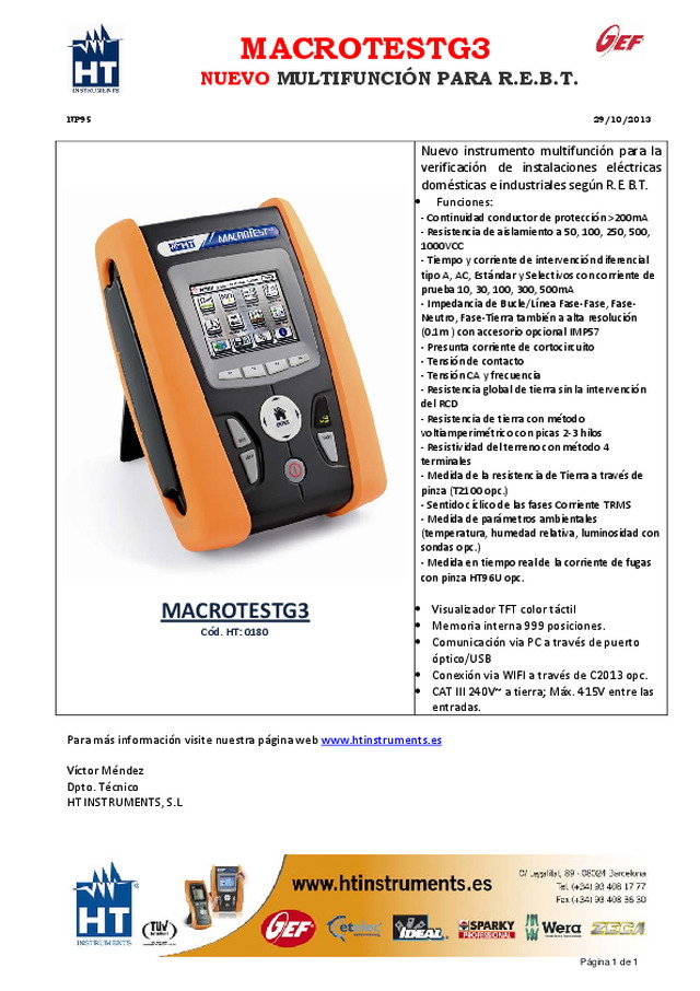 Macrotest  G3: nuevo multifunción para REBT