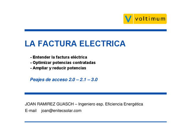 Presentación Webinar "Gestor Energético: Optimización de la factura eléctrica (PARTE I - Introducción)"