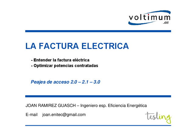 Gestor Energético y Optimización de la factura eléctrica 2017