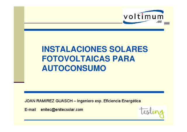 Energía fotovoltaica para autoconsumo (2017)