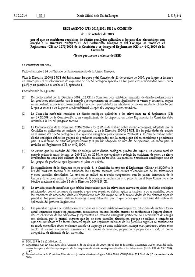Reglamento UE 2019/2021