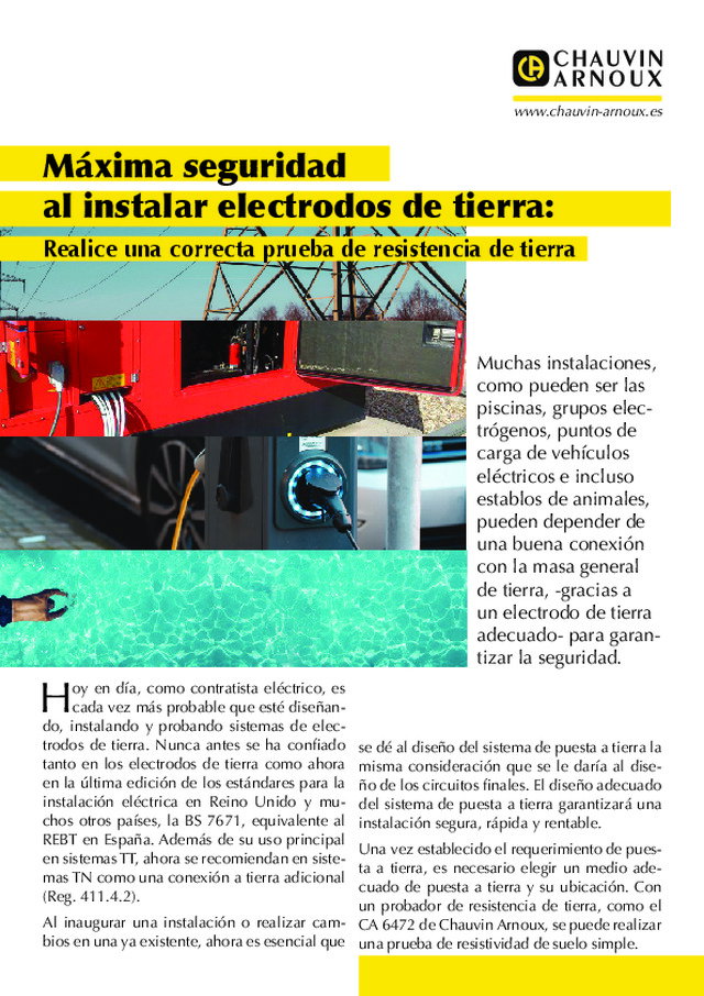 Máxima seguridad al instalar electrodos de tierra: Realice una correcta prueba de resistencia de tierra