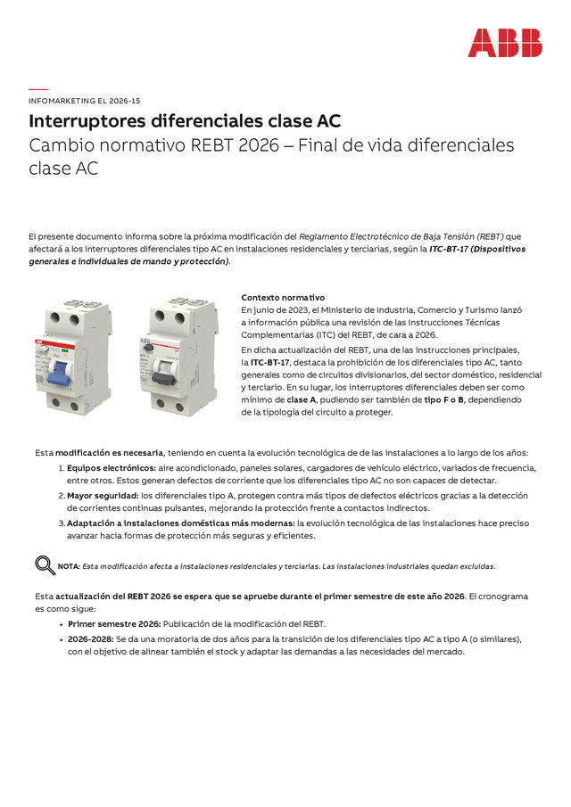 Interruptores diferenciales clase AC 