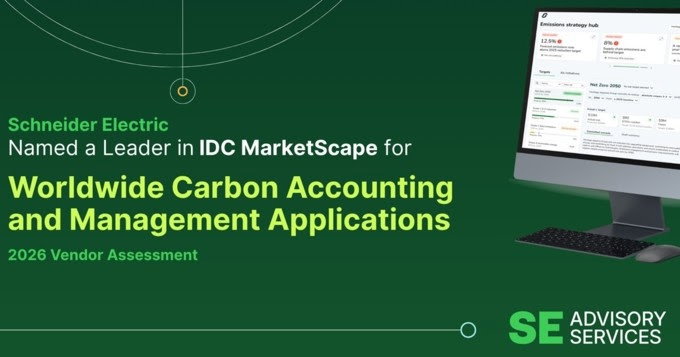 IDC MarketScape reconoce a Schneider Electric como líder en la evaluación mundial de proveedores de aplicaciones de contabilidad y gestión de carbono 2026