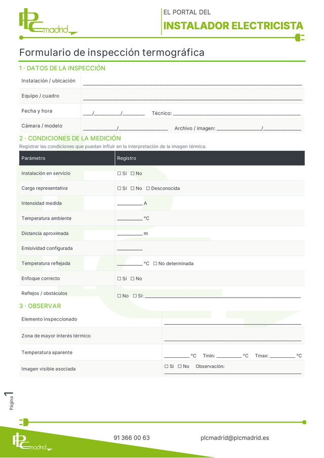 Formulario de inspección termográfica - PLC Madrid