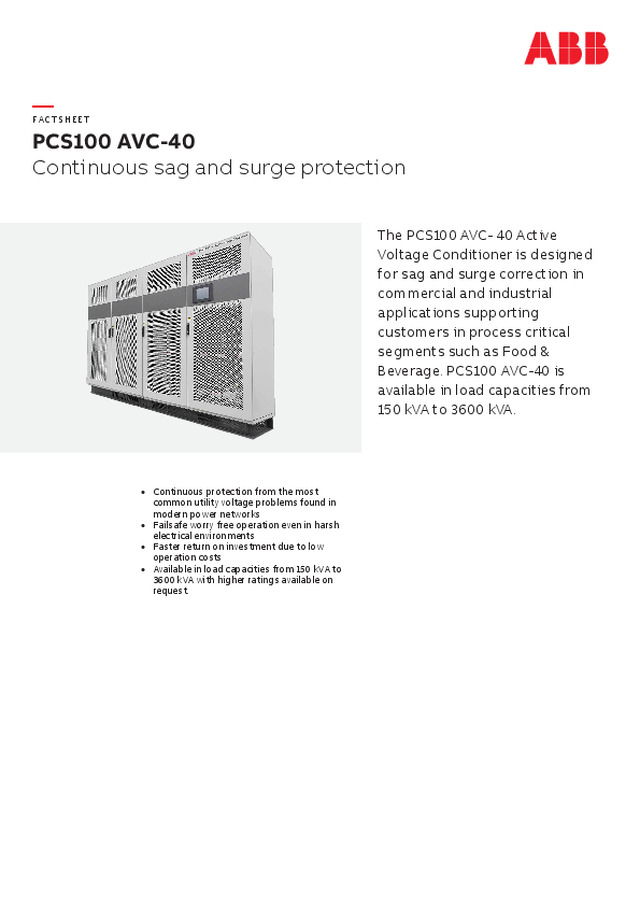 PCS100 AVC-40 Continuous sag and surge protection