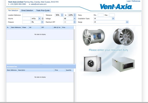 Vent-Axia Goes Live With Fan Selector Programme