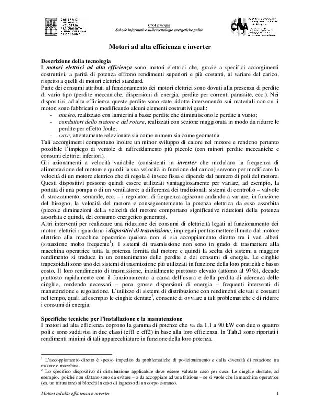 Motori ad alta efficienza e inverter