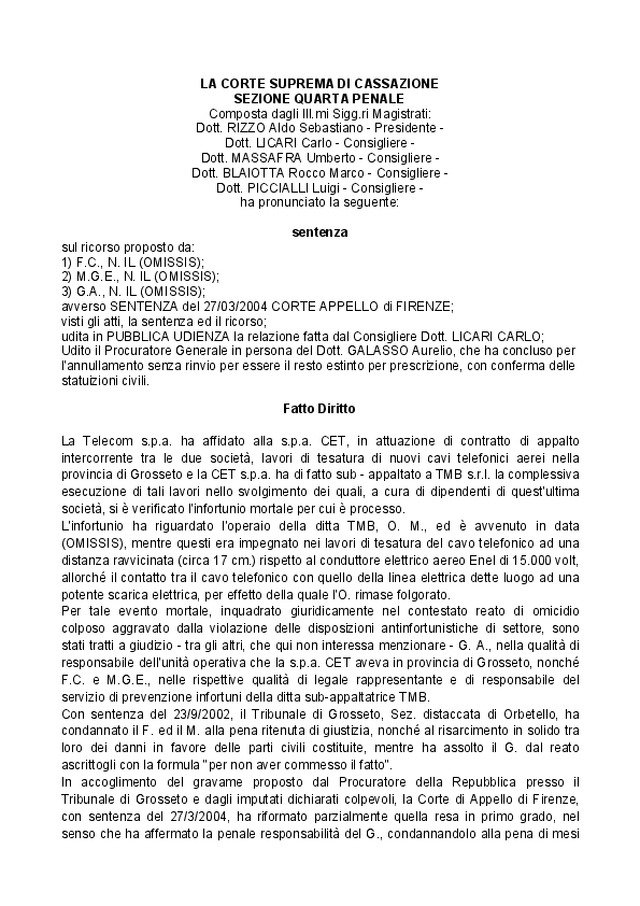 Scarica elettrica e prescrizione del reato