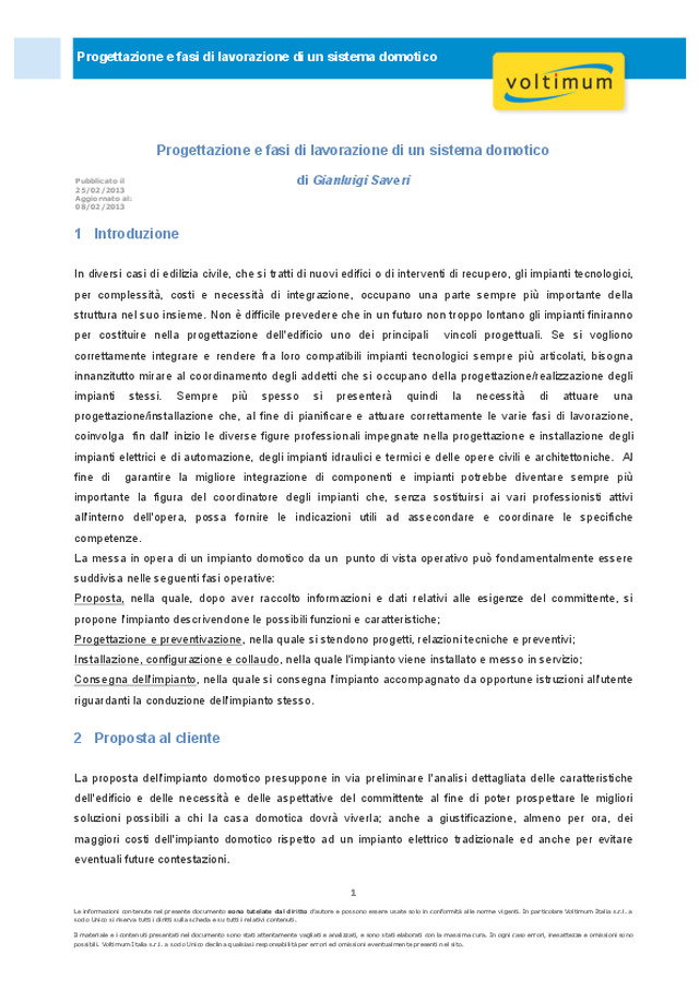 Guida alla progettazione domotica