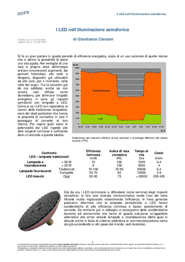 I LED nell’illuminazione semaforica