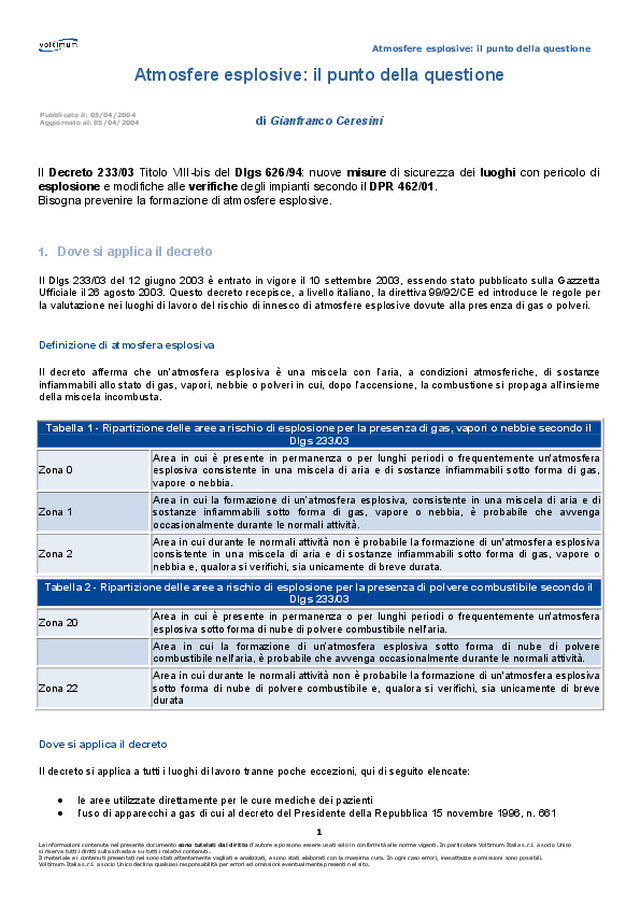 Atmosfere esplosive: il punto della questione