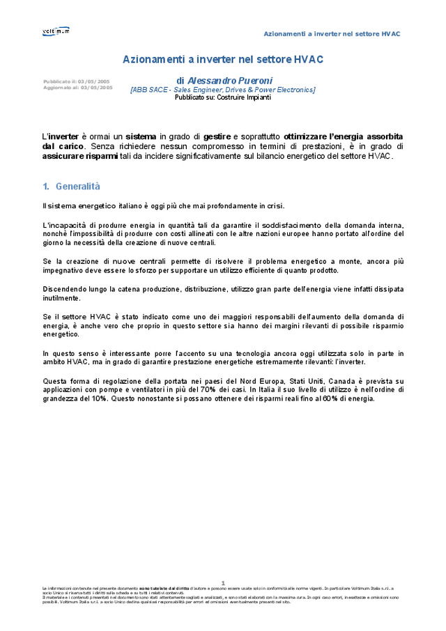 Azionamenti a inverter nel settore HVAC